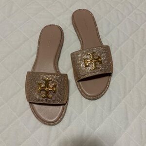 Brand new Tory Burch pink rhinestone sparkly slide sandals size 5